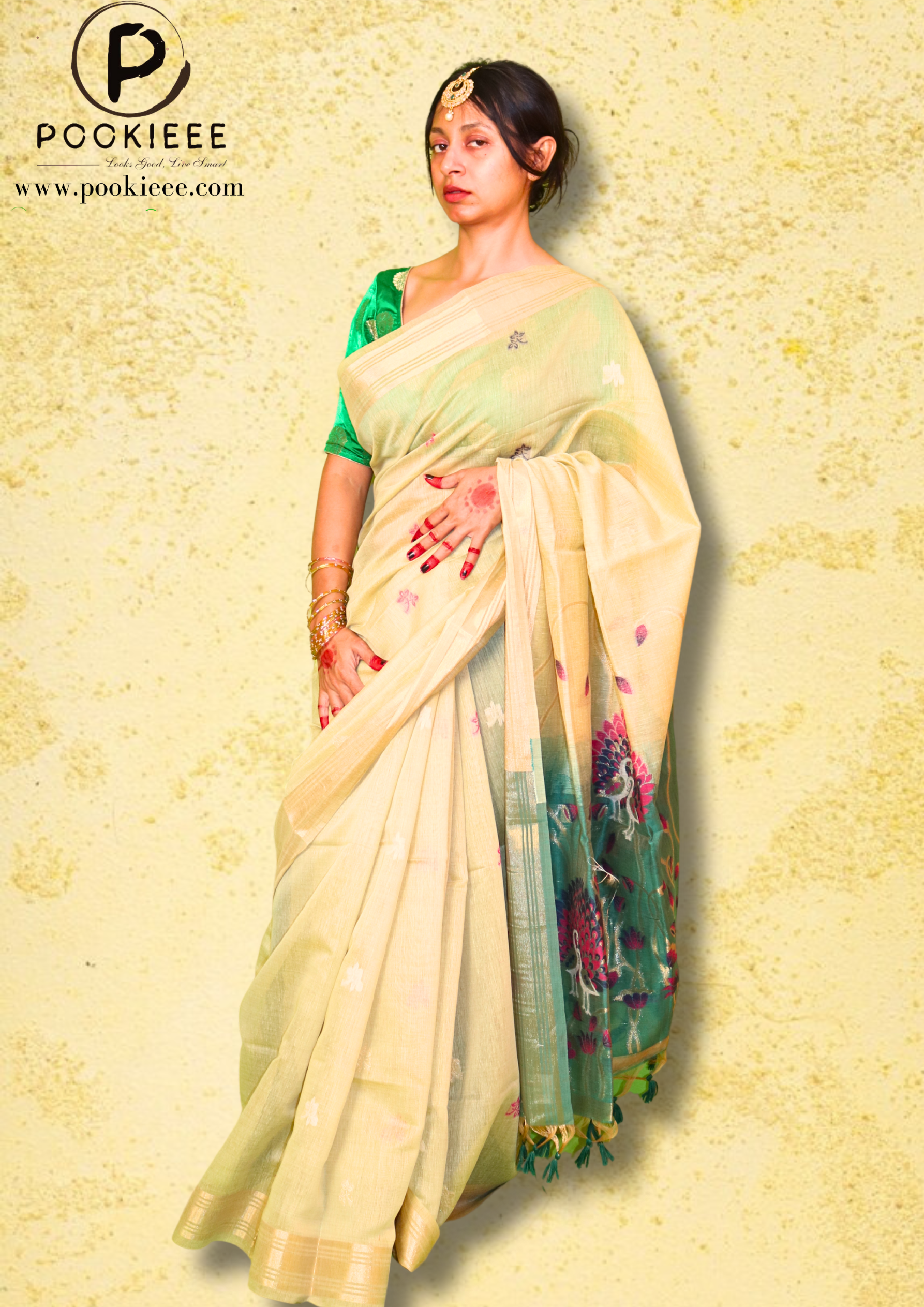 Jamdani Saree with Blouse Piece โ Handwoven Heritage Elegance